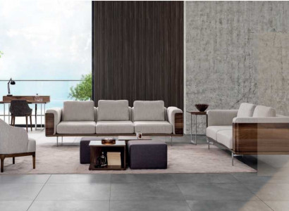 Living Room Set Luxury Modern Design 2x Sofas with Armchair Sofa Suite